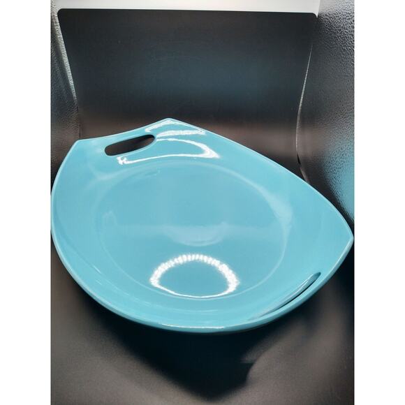 Dansk Classic Fjord 14" Handled Oval Platter – Sky Blue Stoneware (Flawed Glaze) - Picture 5 of 8